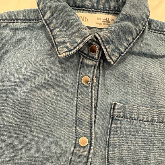 Zara Baby Denim Button Down Shirt - 9-12 Months - Picture 4 of 5